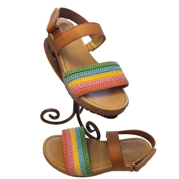 CAT & JACK Sandals Crocheted Rainbow Leather Ankle Straps Kids sz 3‎ - Picture 12 of 13
